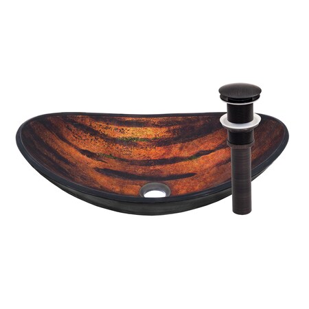 Novatto VOLLE Glass Vessel Bathroom Sink Set, Oil Rubbed Bronze NOHP-G025-8031ORB